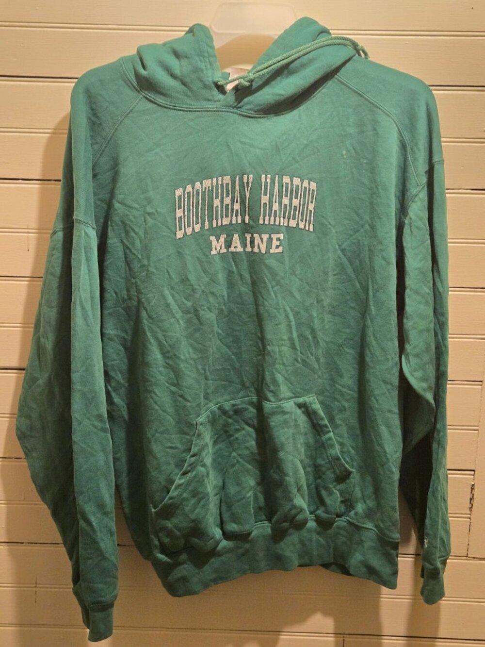 Badger Sport Hoodie Mens XL Boothbay Harbor Maine Green Pullover Sweatshirt